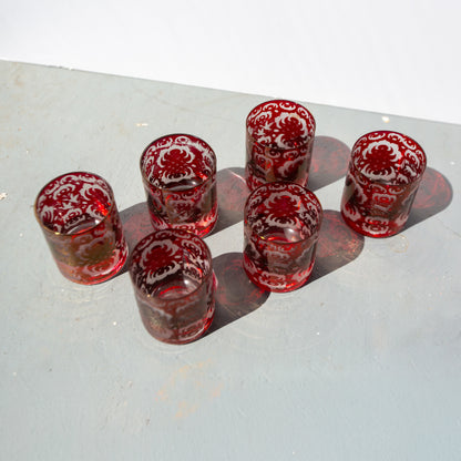 Antique Egermann Bohemian 6 Crystal Tumblers