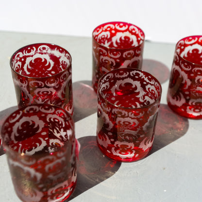 Antique Egermann Bohemian 6 Crystal Tumblers