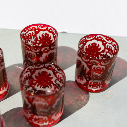 Antique Egermann Bohemian 6 Crystal Tumblers