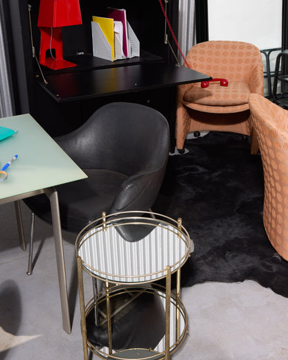 Mid-Century Modern Rolling Mirrored Bar Cart