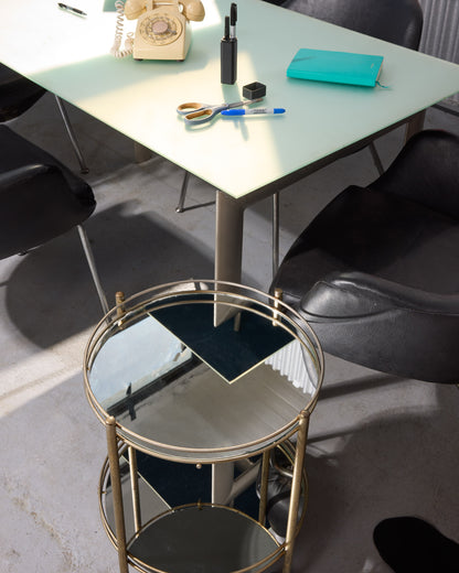 Mid-Century Modern Rolling Mirrored Bar Cart