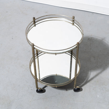 Mid-Century Modern Rolling Mirrored Bar Cart