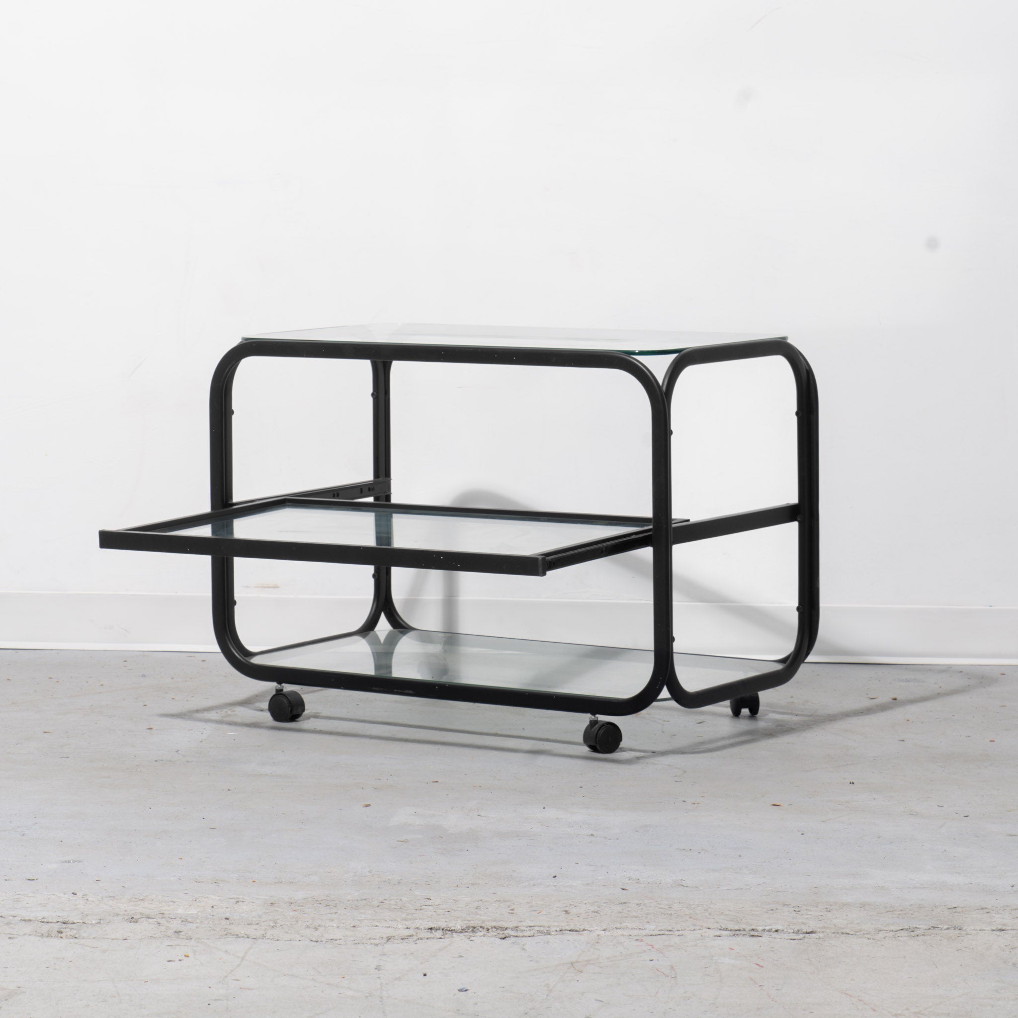 Mid-Century Modern Glass Pull-out Bar Trolley