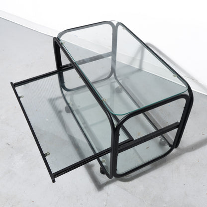 Mid-Century Modern Glass Pull-out Bar Trolley