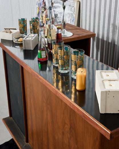 Mid-Century Modern Solid Walnut L-Shaped Bar