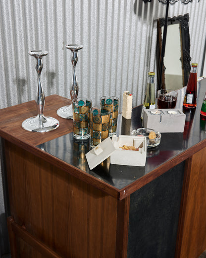 Mid-Century Modern Solid Walnut L-Shaped Bar