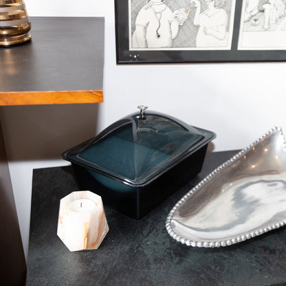 Mid-Century Modern Blue Acrylic Food Server