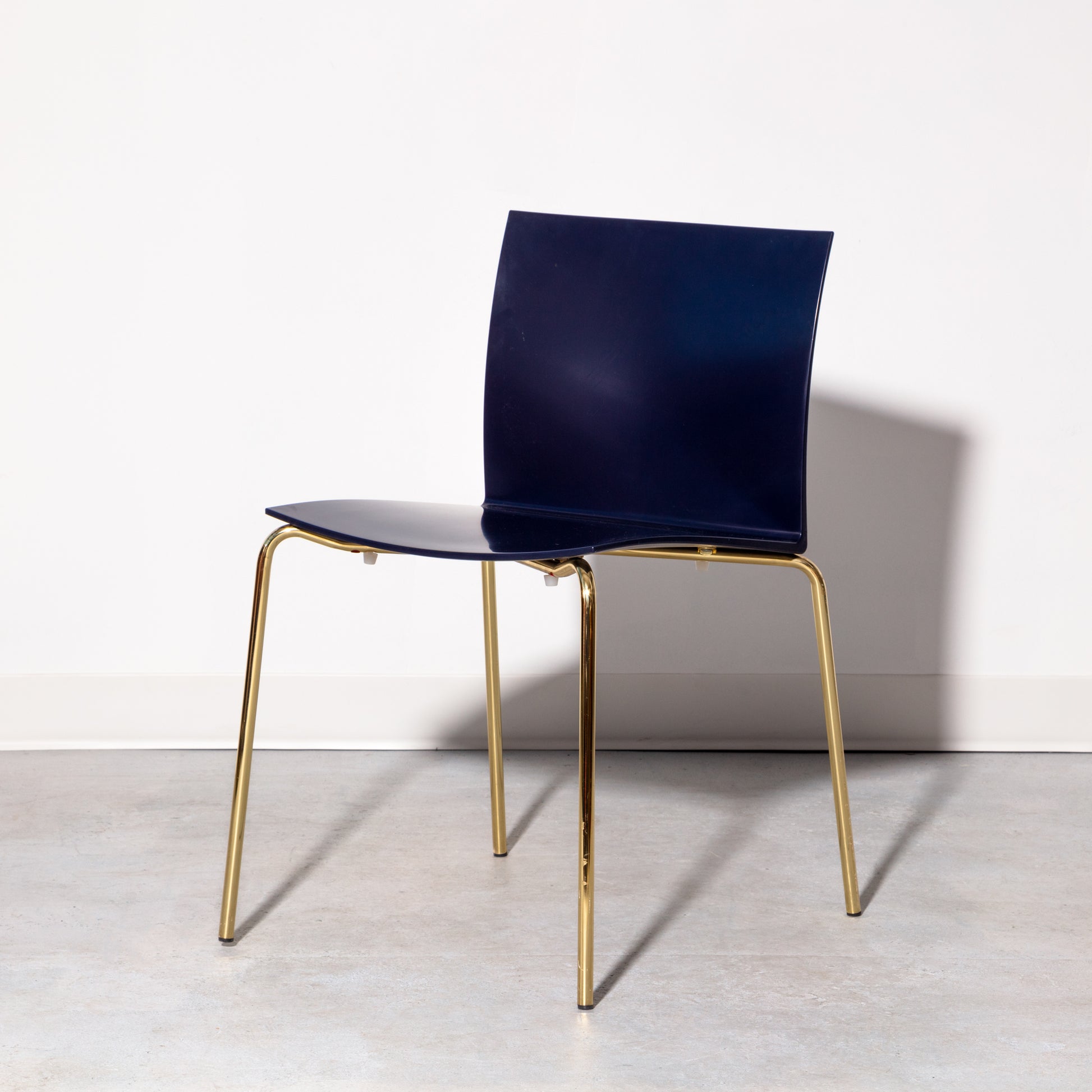 CB2 Set of 4 Dining chairs with gold-toned steel legs