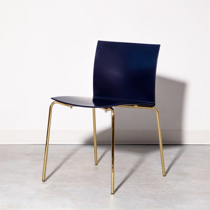CB2 Set of 4 Dining chairs with gold-toned steel legs