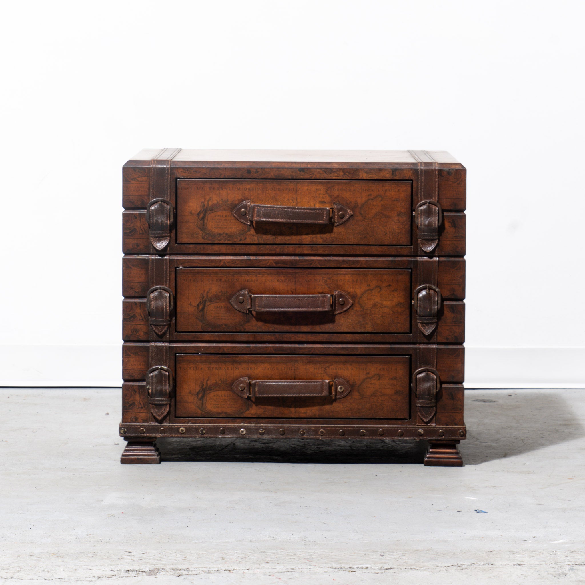 Luggage-Style World Map Wooden Chest