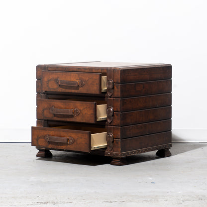 Luggage-Style World Map Wooden Chest