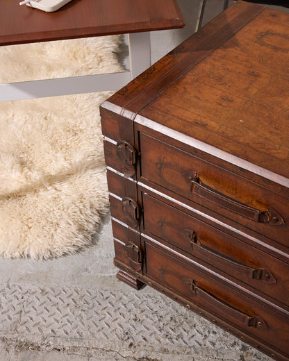 Luggage-Style World Map Wooden Chest