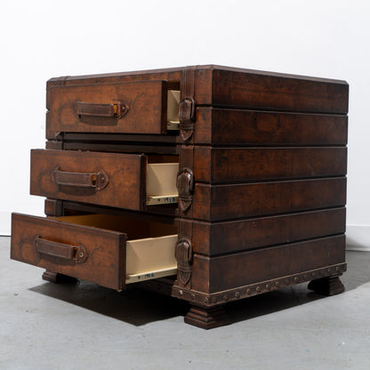 Luggage-Style World Map Wooden Chest