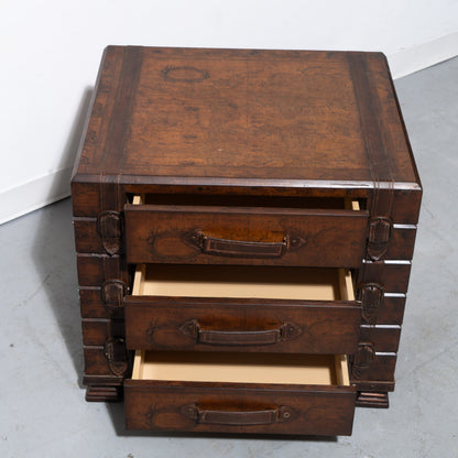 Luggage-Style World Map Wooden Chest