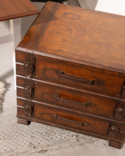 Luggage-Style World Map Wooden Chest