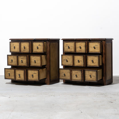 Apothecary-Style Wooden 3-Drawer Cabinet (2 Available)