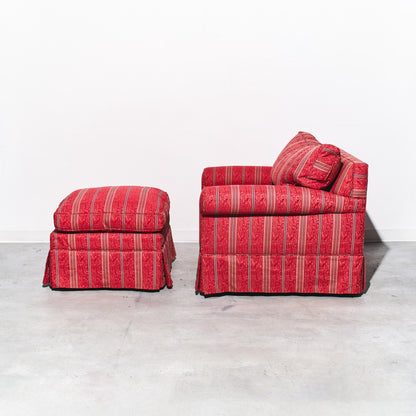 Carlyle Custom Armchair and Wheeled Ottoman