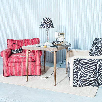 Carlyle Custom Armchair and Wheeled Ottoman