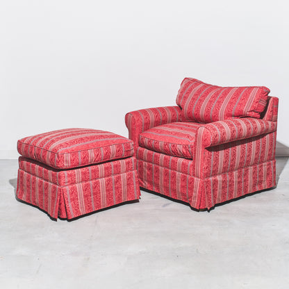 Carlyle Custom Armchair and Wheeled Ottoman