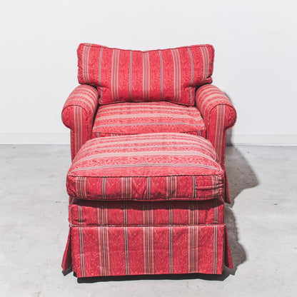 Carlyle Custom Armchair and Wheeled Ottoman