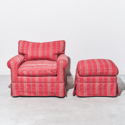 Carlyle Custom Armchair and Wheeled Ottoman