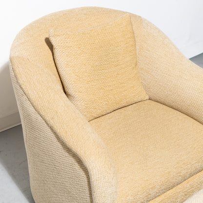 Cream Plush Barrel Chair and Ottoman