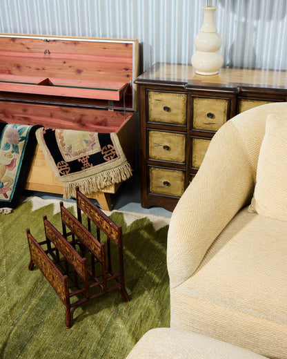 Cream Plush Barrel Chair and Ottoman