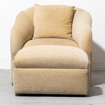 Cream Plush Barrel Chair and Ottoman