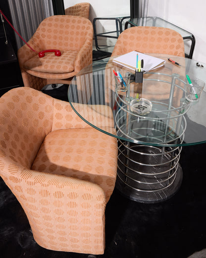 Mid-Century Modern Milo Baughman for Thayer Coggins Wheeled Barrel Chairs (Set of 4)