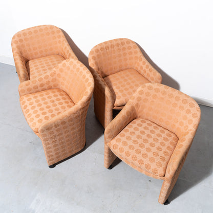 Mid-Century Modern Milo Baughman for Thayer Coggins Wheeled Barrel Chairs (Set of 4)