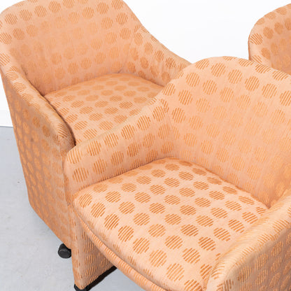 Mid-Century Modern Milo Baughman for Thayer Coggins Wheeled Barrel Chairs (Set of 4)