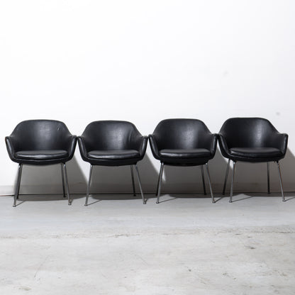 Mid-Century Modern Vinyl Leather Armchair (4 Available)