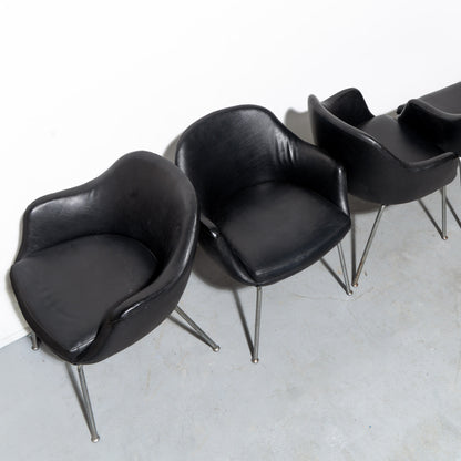 Mid-Century Modern Vinyl Leather Armchair (4 Available)