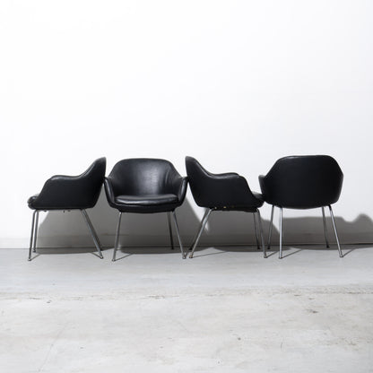 Mid-Century Modern Vinyl Leather Armchair (4 Available)