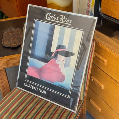 1980s Framed Chapeau Noir Print by Carlos Rios