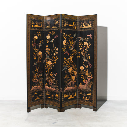 Chinese Dual Hand-painted Lacquer Screen