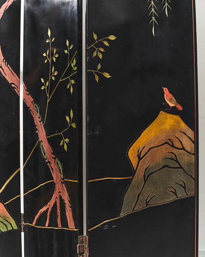 Chinese Dual Hand-painted Lacquer Screen