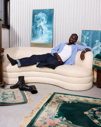 Postmodern Weiman Textured Kidney Sofa