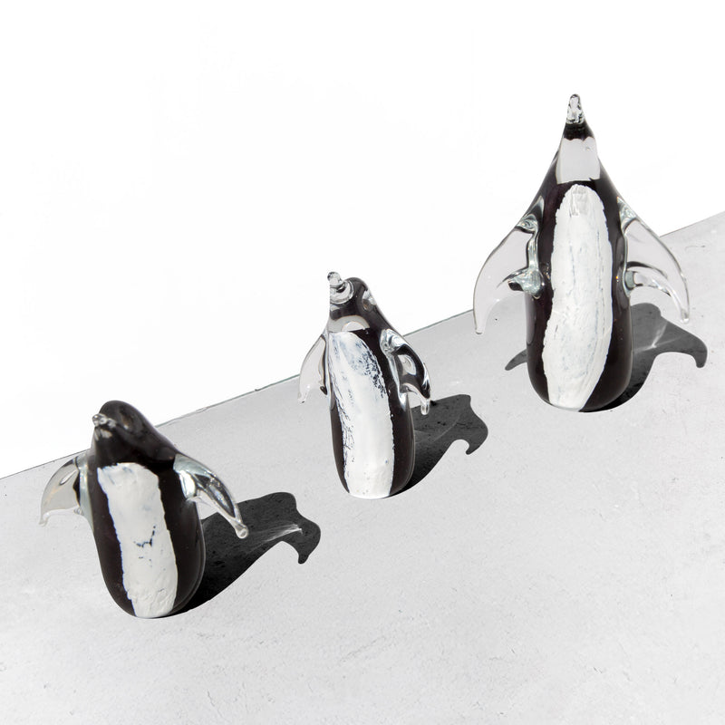 3 Swedish Hand-Blown Glass Penguin Figurines