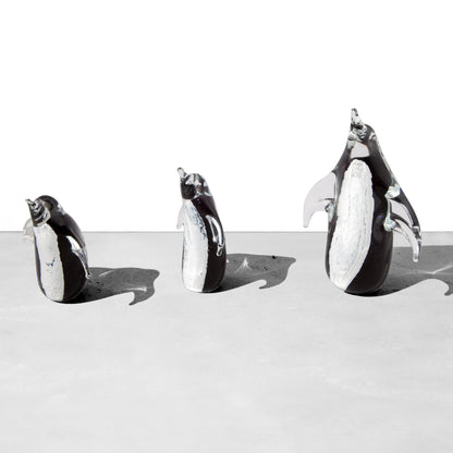 3 Swedish Hand-Blown Glass Penguin Figurines