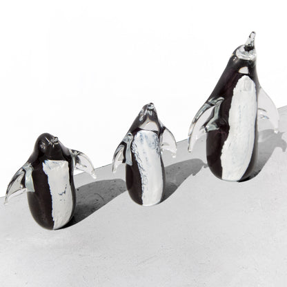 3 Swedish Hand-Blown Glass Penguin Figurines