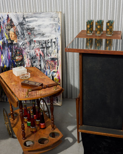 1960s Culver Carnival Turquoise and Gold Tumblers Set of 6