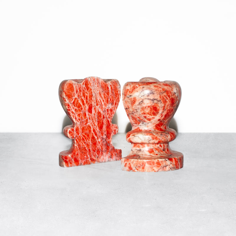 Pink alabaster bookends