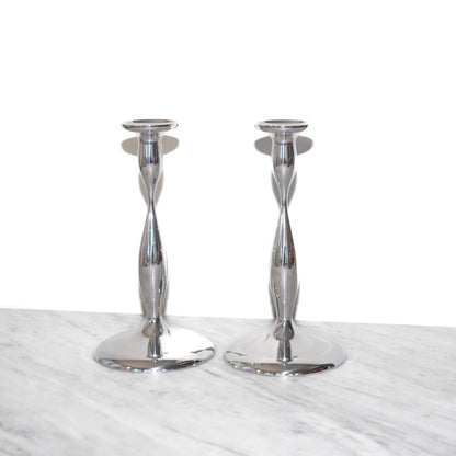 Pair of Nambe Candle Stick Holders