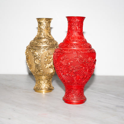 Red Chinese Resin Vase