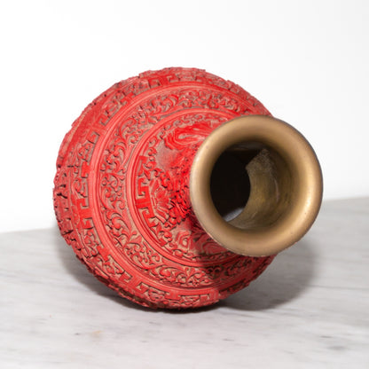 Red Chinese Resin Vase