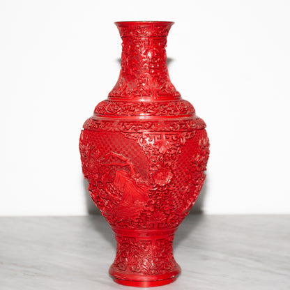 Red Chinese Resin Vase