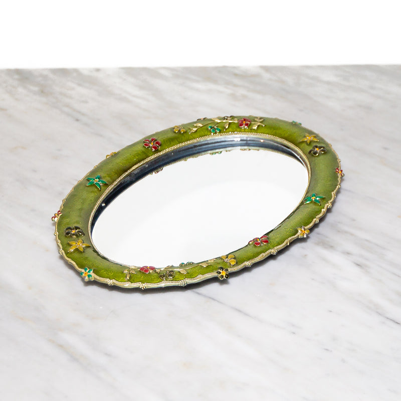 Enameled Floral Vanity Tray