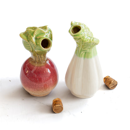 Vintage Ceramic Vegetable Condiment Bottles