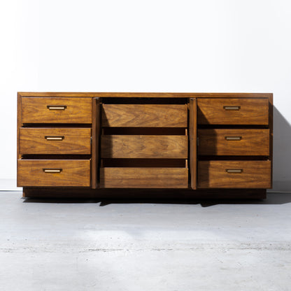 Mid-Century Drexel Wooden Heritage Woodbriar Pecan Wood Lowboy Dresser